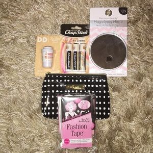 Chapstick, Magnifying Mirror and Zippered Pouch